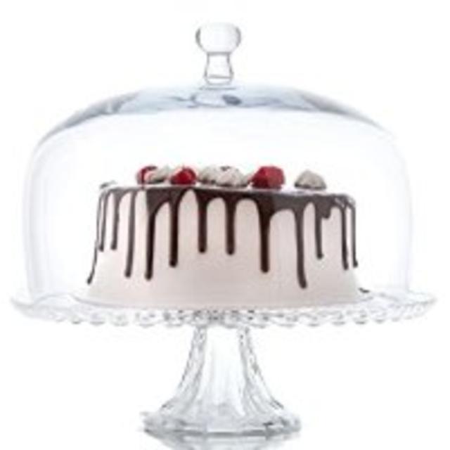 Cake Dome With Stand Handmade Hand Blown with Cookbook