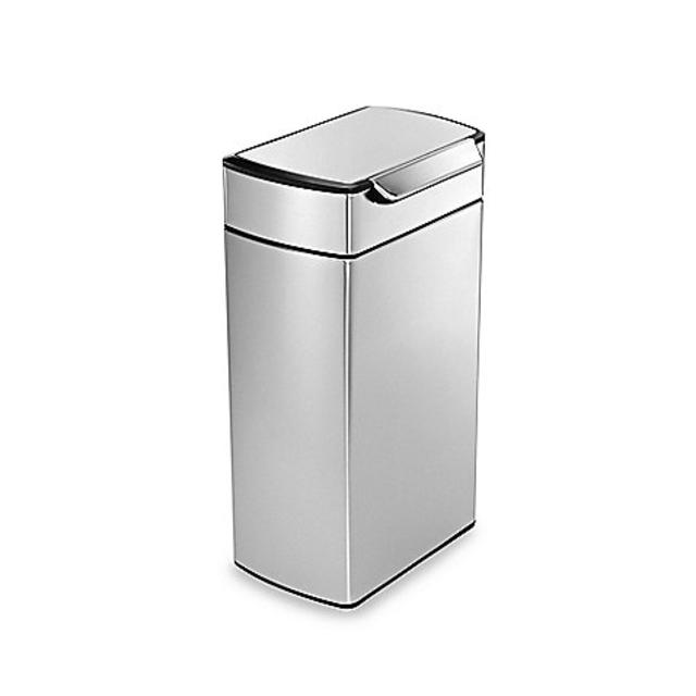 simplehuman® Brushed Stainless Steel Fingerprint-Proof Rectangular 40-Liter Touch Bar Trash Can