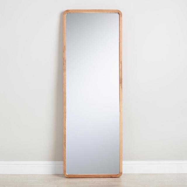 Natural Wood Leaning Full Length Floor Mirror
