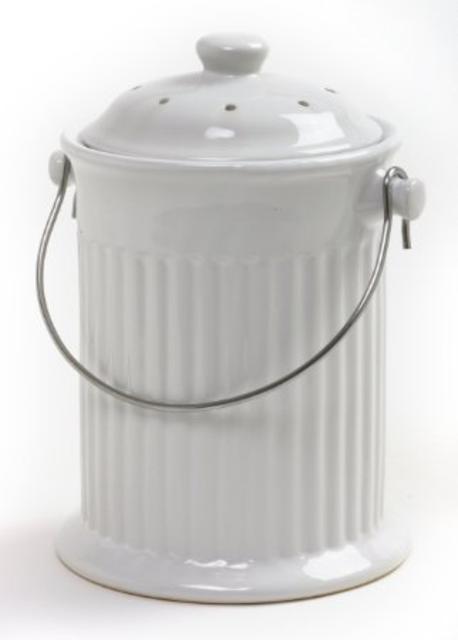 Norpro 1 Gallon Ceramic Compost Keeper, White