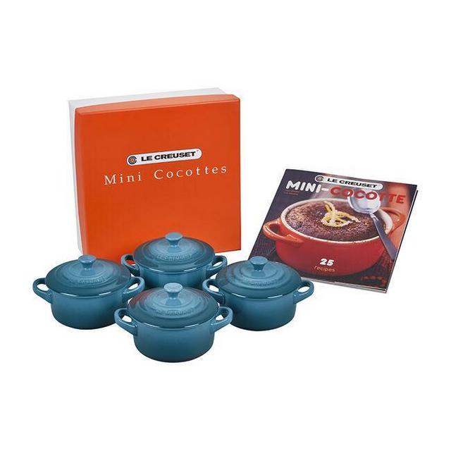 Mini Cocottes Set with Cookbook in Cerise (Red)