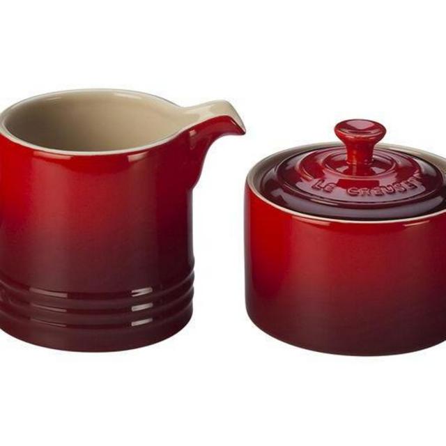 Cream and Sugar Set in Cerise (Red)