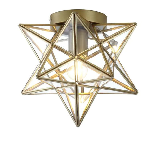 JONATHAN Y 12-in Gold Modern/Contemporary LED Flush Mount Light