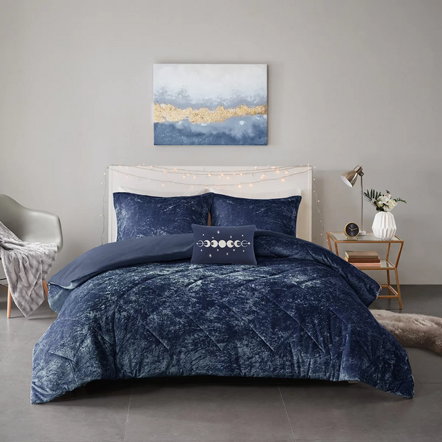 Intelligent Design Isabel Velvet Duvet Cover Set (NAVY) (Full/Queen)
