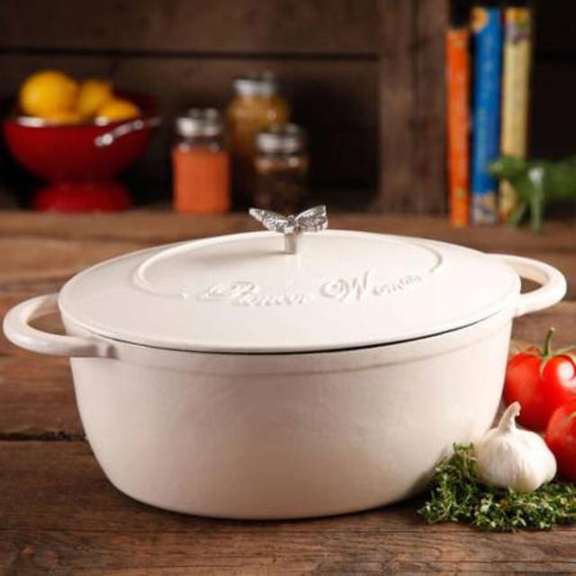 Pioneer Woman Timeless Beauty 7-Quart Dutch Oven with Bakelite Knob and Stainless Steel Butterfly Knob