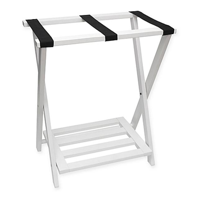 The Right Height Luggage Rack with Shoe Shelf in White