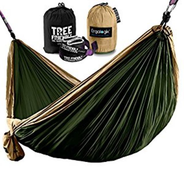 ErgaLogik Double Nest Camping Hammock Set w XXL Tree Friendly Suspension Straps - 20 feet total - 800 lbs Capacity - 34 Loops - 10 feet 6 inches x 6 feet 6 inches