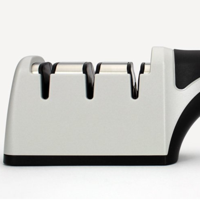 Chef’sChoice 4643 ProntoPro Diamond Hone Manual Knife Sharpener Extremely Fast Sharpening Euro-American and Asian Style Knives Precise Bevel Angle Control Diamond Abrasive Made in USA, 3-Stage, Silver