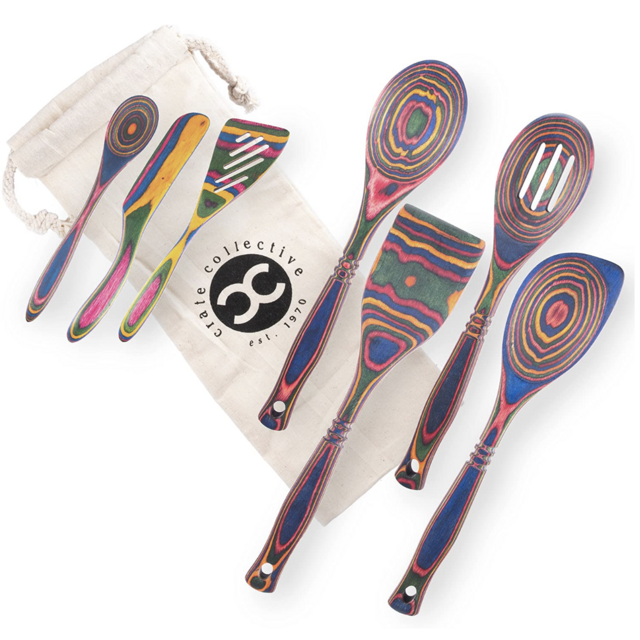 Exotic Pakkawood 7-Piece Kitchen Utensil Set
