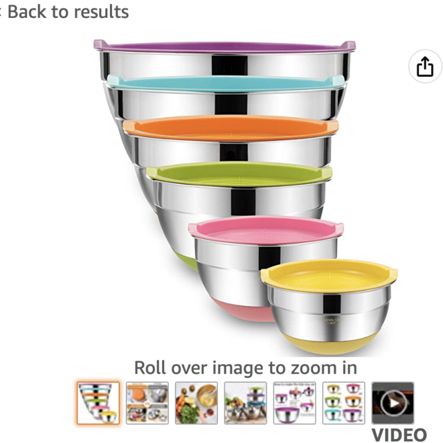 Mixing Bowls with Airtight Lids, 6 Piece Stainless Steel Metal Bowls by Umite Chef, Measurement Marks & Colorful Non-Slip Bottoms Size 7, 3.5, 2.5, 2.0,1.5, 1QT, Great for Mixing & Serving