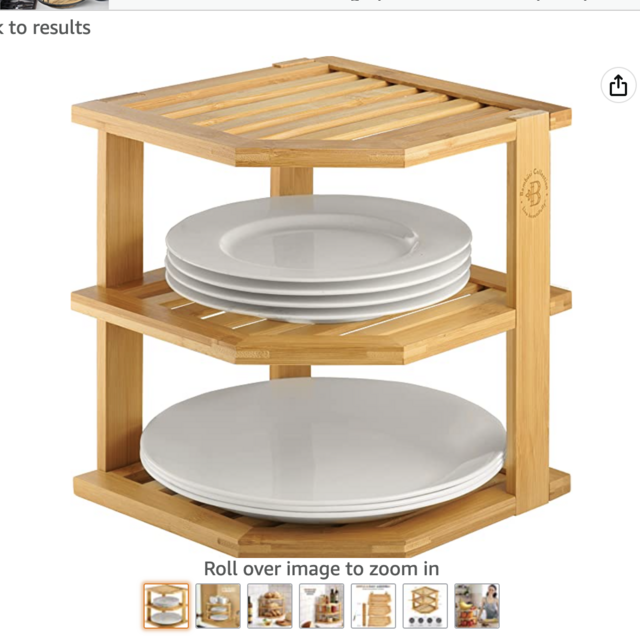 Premium Bamboo Kitchen Corner Shelf - Countertop Organizer - Cabinet Corner Rack for Plate, 3-Tier Kitchen Shelf Storage Organizer - Cabinet & Pantry Kitchen Organization