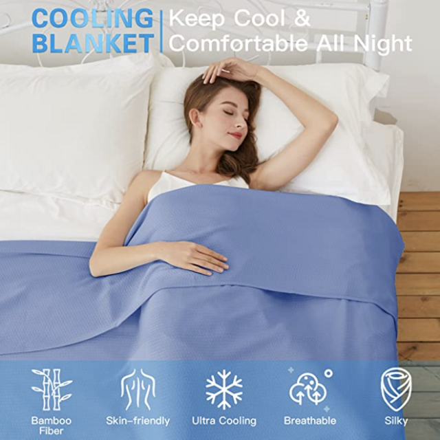 AmyHomie Cooling Blanket Queen Size- Light Blue