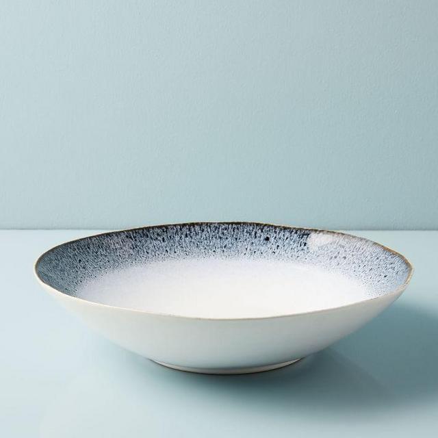 Black & White Reactive Stoneware Pasta Bowls (Set of 4)
