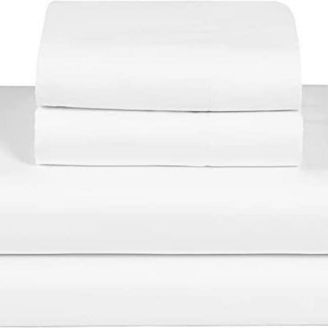 Feather & Stitch Softest 100% Cotton Sheets, King Size Sheet Sets, 4 PC Set, 300 Thread Count Percale Weave Bedding, 16" Deep Pocket, Cooling Sheets, King Size Sheets, Breathable Bed Set (White)
