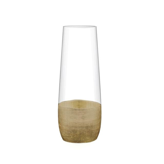 Fitz and Floyd 229475-4SFL Linen Stem less Flutes (Set of 4), Gold