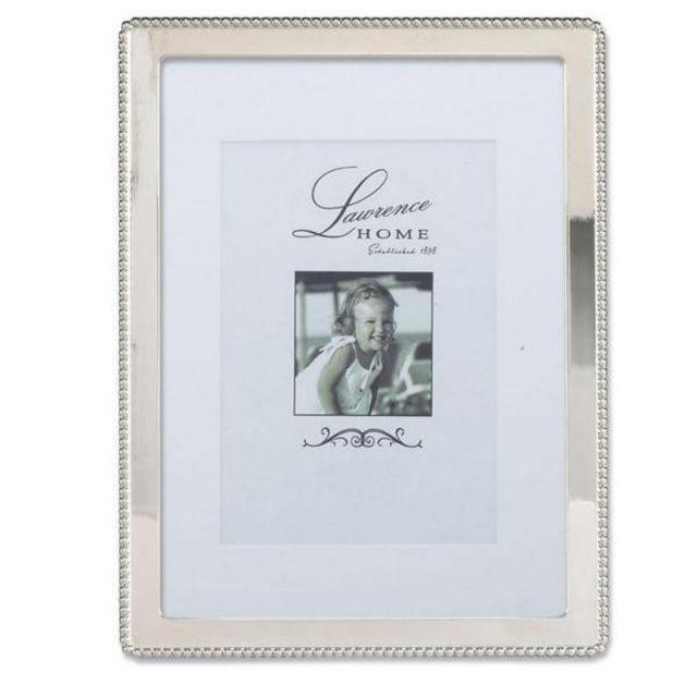 Lawrence Frames Silver Metal Picture Frame with Delicate Outer Border Of Beads - 8" x 10"
