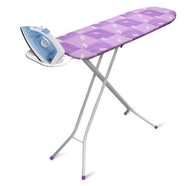 YBMHome 2316 Rectangle 4-Leg Ironing Board With Steel Mesh Top Purple Striped