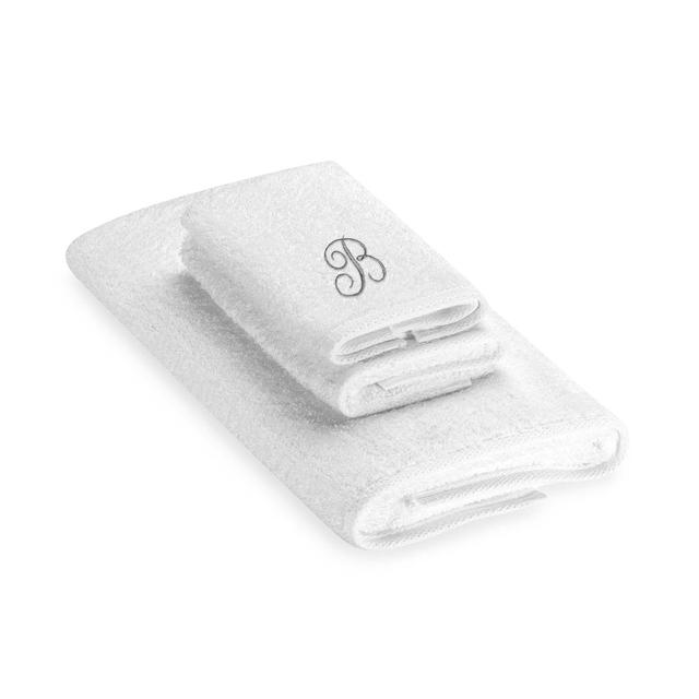 Avanti Premier Silver Script Monogram Letter “B" Bath Towel in White