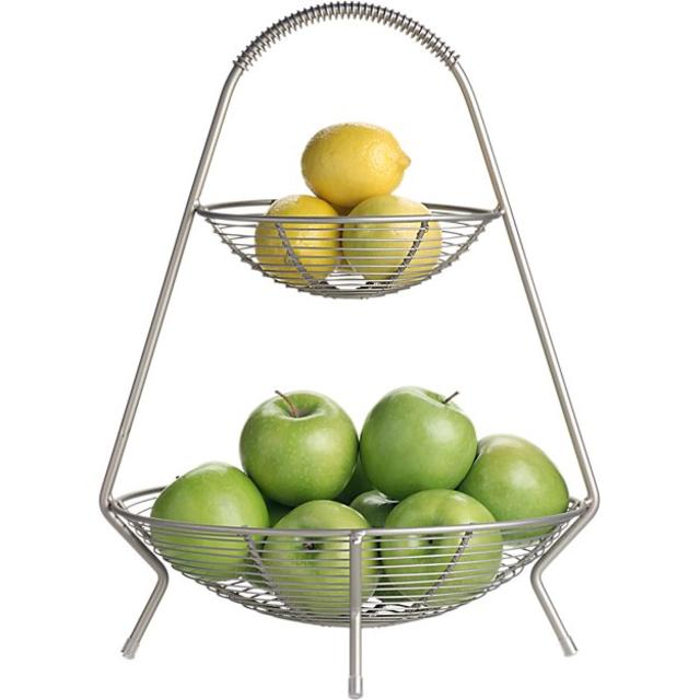 Handled 2-Tier Wire Fruit Basket