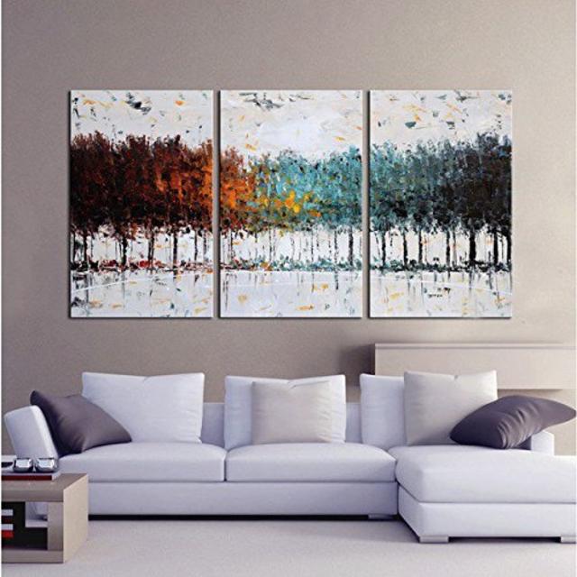 Gardenia Art - Colorful Forest Abstract Art 100% Hand Painted Contemporary Oil Paintings,Modern Artwork Wall Art for Room Decoration,3 Pcs/Set,16x24 inch,Unframed ¡­