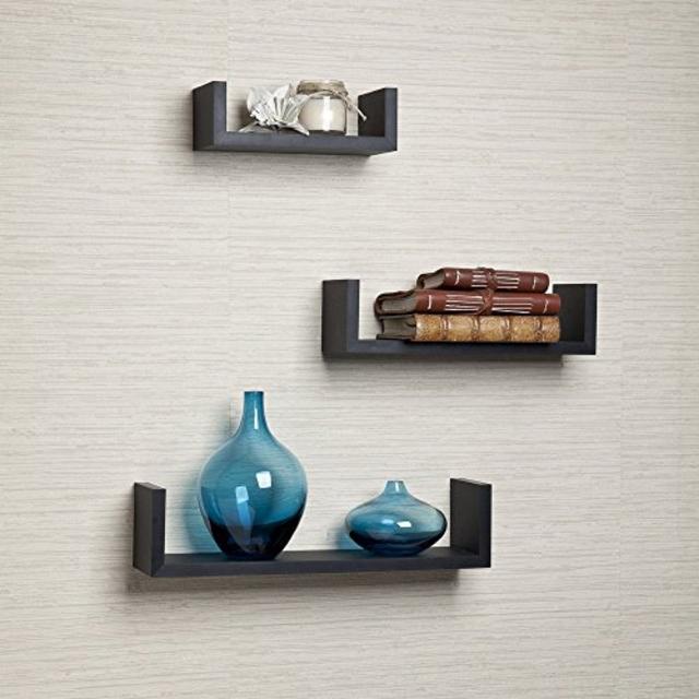 Danya B. Black Laminate Floating U Shelves (Set of 3 Pieces)