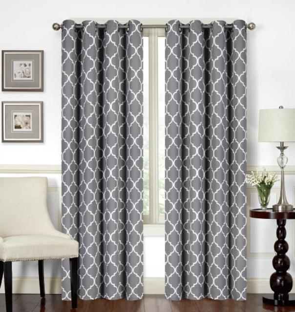 Printed Blackout, Room Darkening Printed Curtains Window Panel Drapes - (Grey Color Pattern) 1 Panel, 52 inch wide by 84 inch long, Printed Pattern - By Utopia Bedding