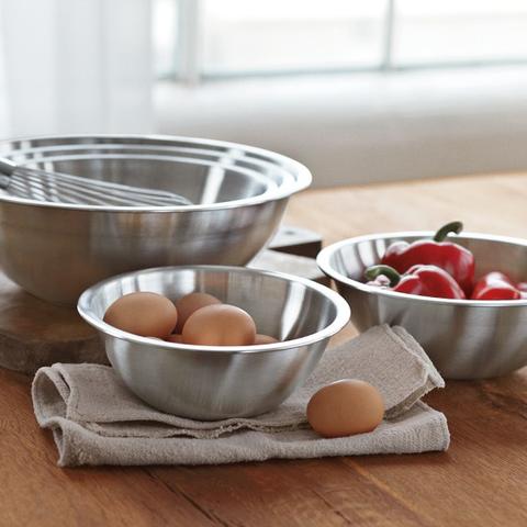 Stainless-Steel Restaurant Mixing Bowls, Set of 5