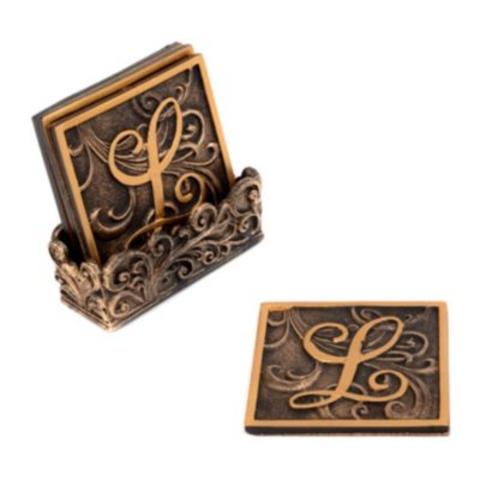 Edwardian Monogram Coaster Set, L