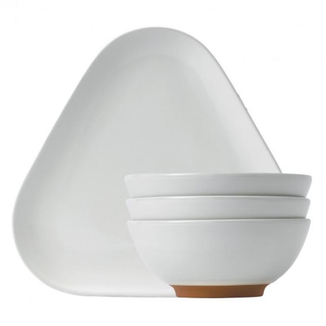 Olio White Tray & Bowls Snack Set