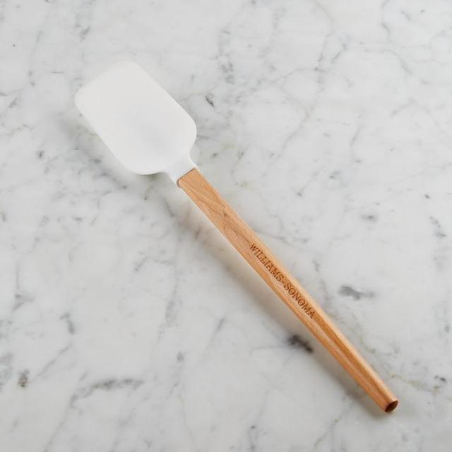 White Williams Sonoma Silicone Spoonula with Classic Wood Handle