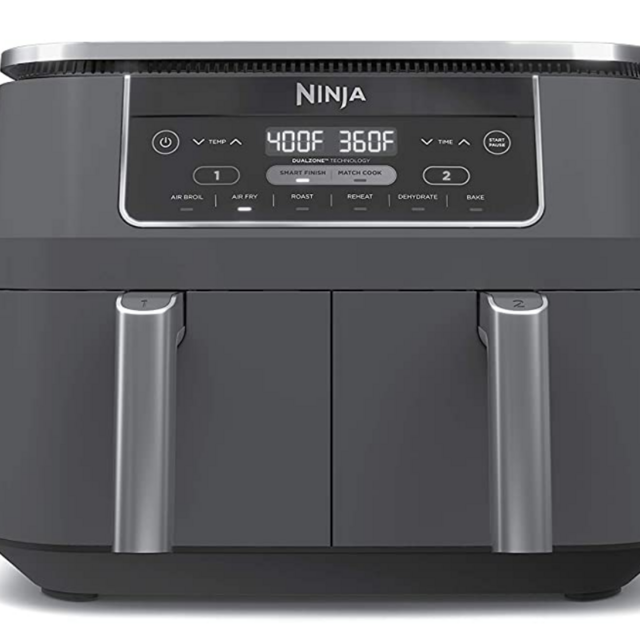 Ninja DZ201 Foodi 6-in-1 2-Basket Air Fryer with DualZone Technology, 8-Quart Capacity, and a Dark Grey Stainless Finish