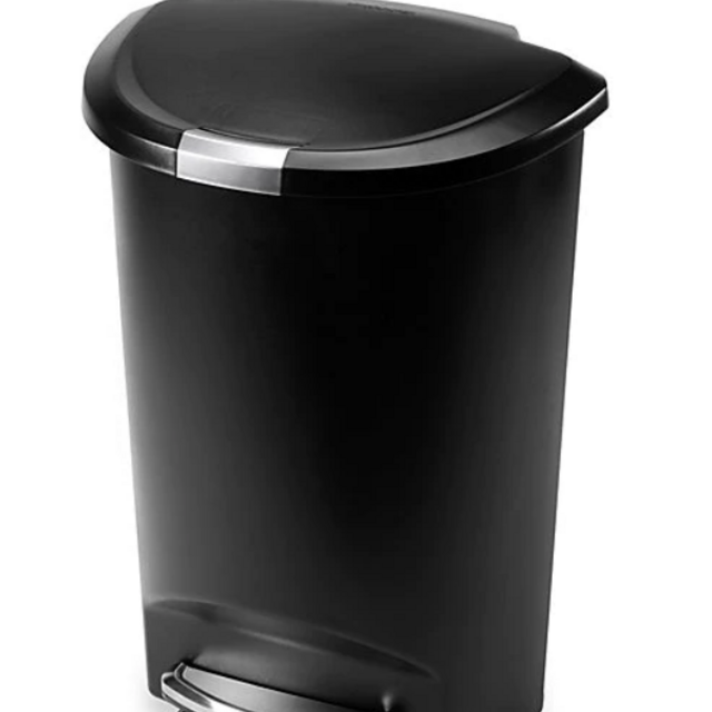simplehuman® Plastic Semi-Round 50-Liter Step-On Trash Can in Black