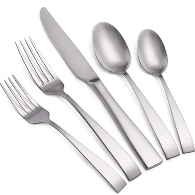 SHARECOOK Matte Silverware Set, 20-Piece Satin Finish Stainless Steel Flatware Set, Kitchen Utensil Set Service for 4,Tableware Cutlery Set for Home and Restaurant, Dishwasher Safe