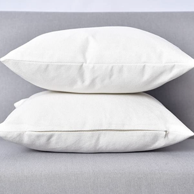 Outlet Decorative 18 X 18 Inch Faux Linen Cloth Pillow Cover Cushion Case for Bench ,White , 2 Pieces