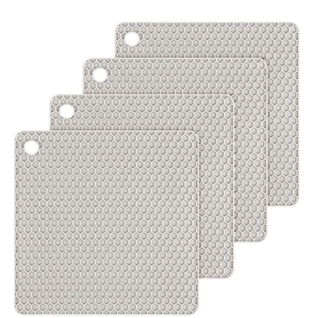 Silicone Trivet Mats Hot Potholders - Hot Pads Durable Non Slip Coasters Heat Resistant Trivet Mats (Grey)
