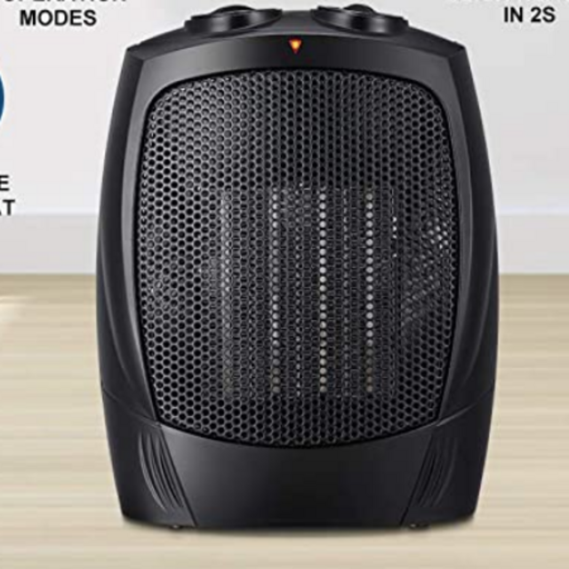 Kismile Small Space Heater Electric Portable Heater Fan for Home and Office Ceramic Fan Heaters with Adjustable Thermostat, 750W/1500W (10 Inch, Black)
