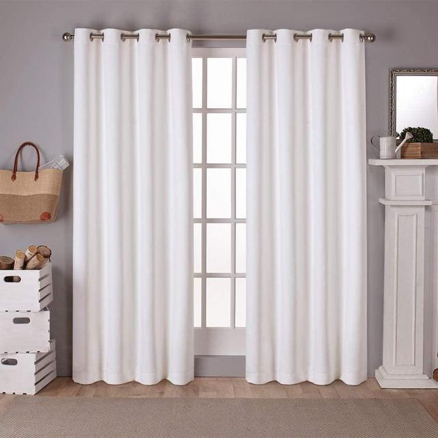 Exclusive Home Curtains EH7982-01 2-96G Sateen Twill Woven Blackout Grommet Top Curtain Panel Pair, 52x96, Vanilla, 2 Piece