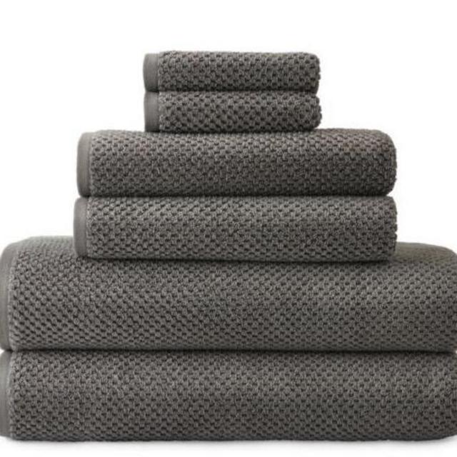 JCPenney Home™ Quick Dri Textured Solid Bath 6 PC Towel Set (Pewter)