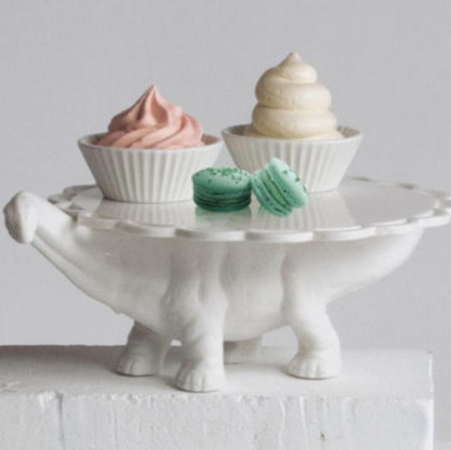 Sauria Bronto Dinosaur Porcelain Cake Stand Display Plate by Seletti