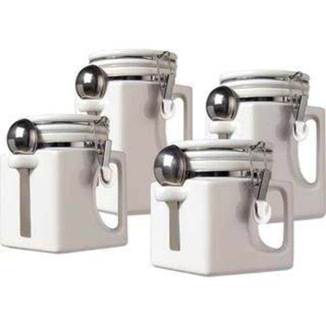 Oggi® 4pc Ceramic EZ Grip Airtight Canister Set (White)