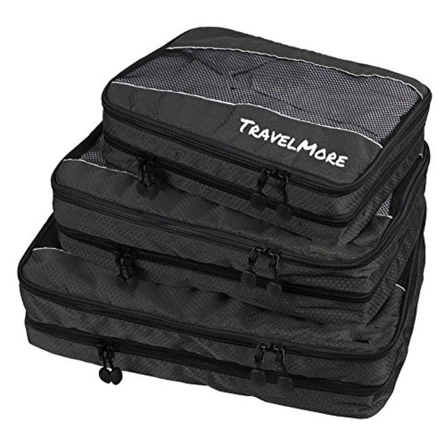 Double Sided Travel Packing Cubes Set, Black