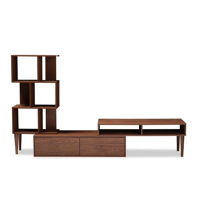 Mid Century Medium Brown Wood TV Stand by Baxton Studio