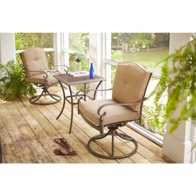 Eastham 3-Piece Patio Bistro Set with Tan Cushions