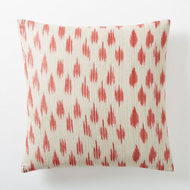 Metallic Ikat Dot Pillow Cover - Poppy
