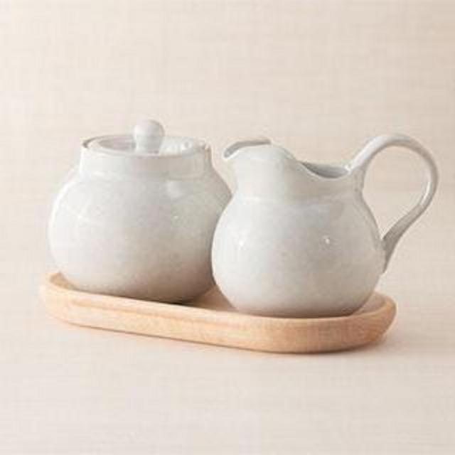 Sugar & Cream & Vermont Maple Tray Set - White on White