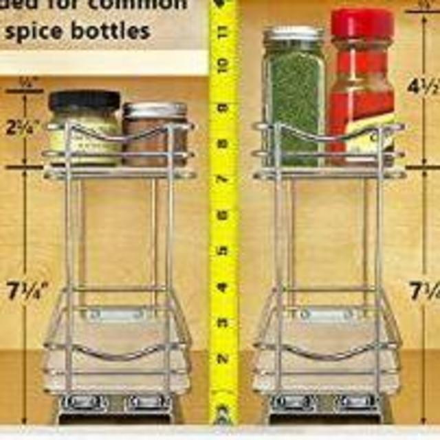 LYNK PROFESSIONAL® Pull Out Spice Rack Organizer for Cabinet - Slide Out Vertical Spice Rack - 4-1/4 inch Wide Sliding Spice Organizer Shelf - Double, Chrome