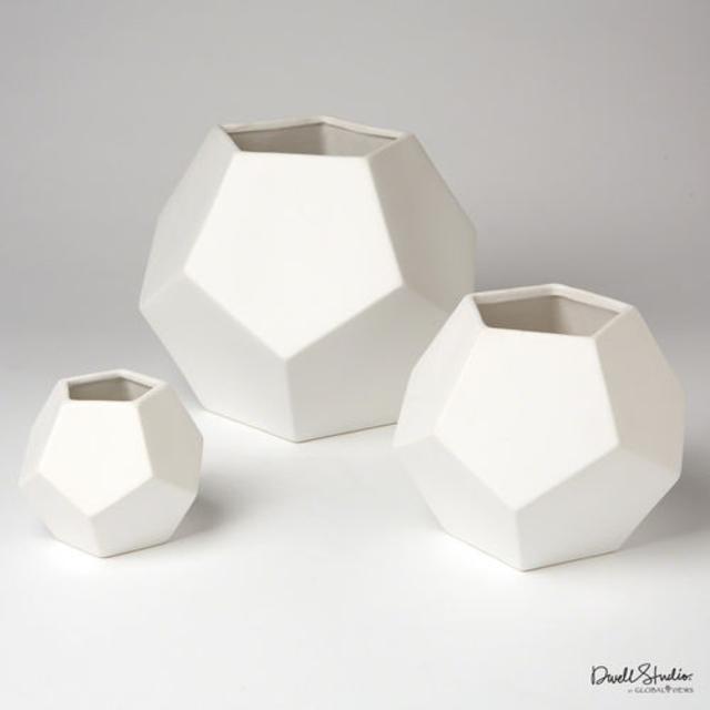 Global Views Faceted Matte Vase- Medium Vase