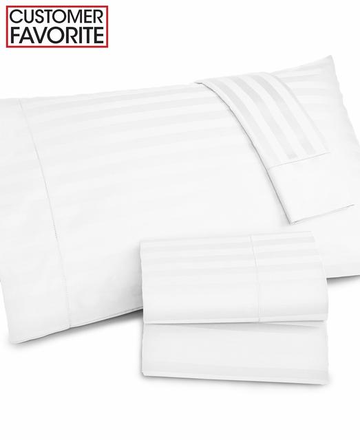Charter Club Damask Stripe 500 Thread Count King Sheet Set in White