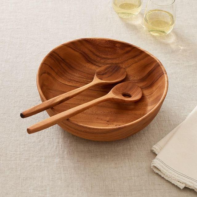 Organic Shaped Salad Servers, Acacia Wood, Set of 2