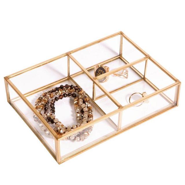 Higden 3 Compartment Glass Keepsake Box